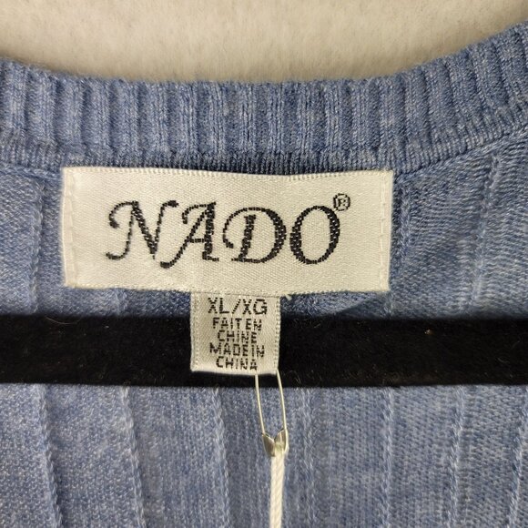 Sleeveless Pleated Swing Cardigan Ribbed Knit Style Blue XL New Babydoll - Picture 4 of 10